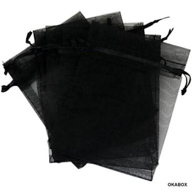 Imagem de Saquinho de organza Fita Cetim 30x40 cor Preto  50 Unidades - OKABOX