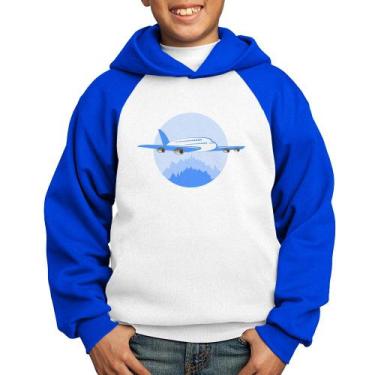 Imagem de Moletom Infantil Avião nas Montanhas - Foca na Moda, Branco, Azul, 10