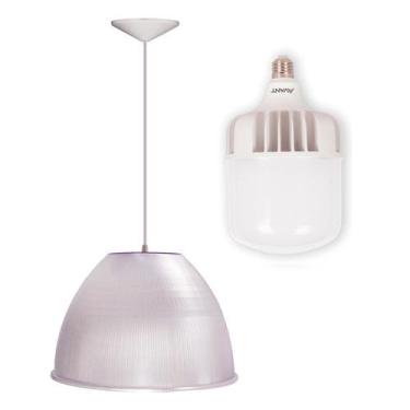 Imagem de Kit Luminária Pendente Prismatica 16 polegadas Galpão Industrial Cabo 