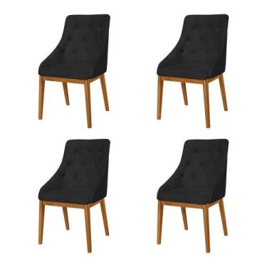 Imagem de Kit 4 Cadeiras de Jantar Luxo Estofada Elisa Anatômica Capitonê em Cou