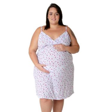 Imagem de Camisola de Alcinha Floral Plus Size Gestante Amamentação Linda Gestan