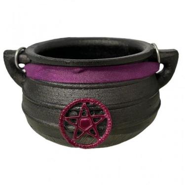 Imagem de Caldeirão da Bruxa Pentagrama  de Ferro Tripé  e Alça 500 ml - META AT