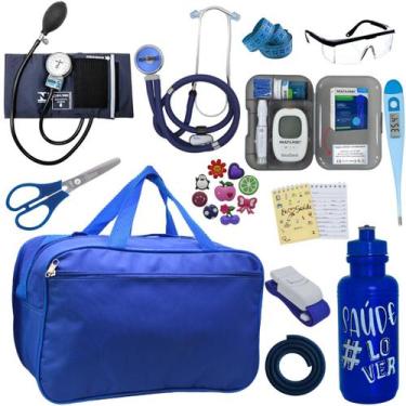 Imagem de Kit Enfermagem Aparelho Pressao Medidor Glicose Esteto Multi PA MED - 