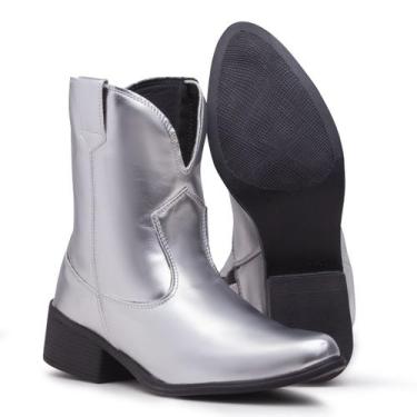 Imagem de Bota Western Feminina Cano Curto Bico Fino - MODATIVA FRANCA, Prata, 3