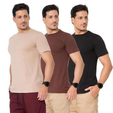 Imagem de Kit 3 Camisetas Masculina Algodão Peruana Premium Lisa Luxo - DIANGO M