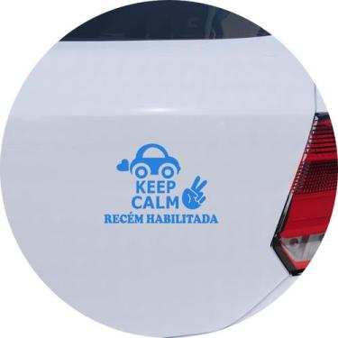 Imagem de Adesivo de Carro Keep Calm Recém Habilitada - Cor Azul Claro - Melhor 