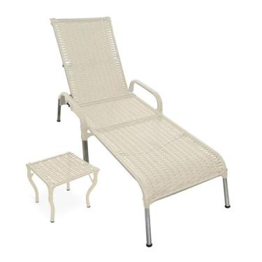Imagem de Kit 1 Espreguiçadeira Reclinável para Piscina Madrid com Mesa de Centr