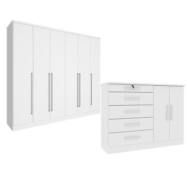 Imagem de Guarda-Roupa 6 Portas Portugal E Comoda 5 Gavetas Istambul Espresso Móveis Neve