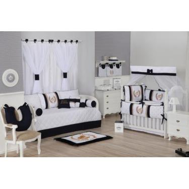 Imagem de Kit Berço Americano Cavalinho Marinho com Branco 10 peças 200 Fios - B