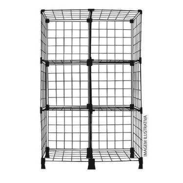 Imagem de Balcão / Estante Aramado 1,00x0,80x0,30M Preto com 06 Nichos - Shoppin