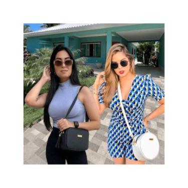 Imagem de Kit 2 Bolsas Femininas Casual Preto Quadrada e Casual Branco Redonda T