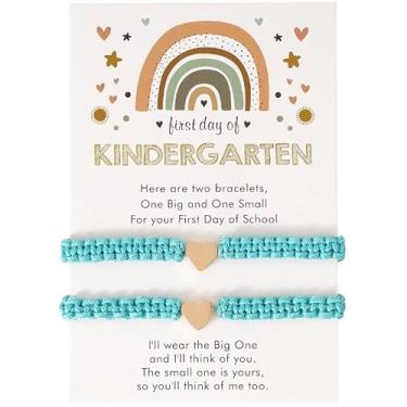 Imagem de Nexoluxa Pulseira First Day of Kindergarten Mommy and Me First Day of School Pulseiras de volta às aulas Pré-K combinando coração desejo pulseiras ajustáveis para mulheres, Adjustable, Latão, Sem