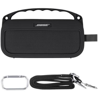 Imagem de Baval Capa de silicone macio para Bose New SoundLink Flex Alto-falante Bluetooth portátil 2ª geração, capa de silicone preta
