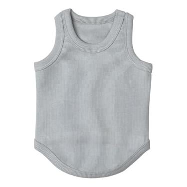 Imagem de Poocii Lindas roupas para cães, camiseta regata canelada para animais de estimação pequenos, médios ou grandes, mistura de algodão respirável e macio (azul, M)