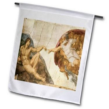 Imagem de 3dRose fl_127088_2" Bandeira de jardim Criação de Adão por Michelangelo Buonarroti 45,74 cm x 68,88 cm