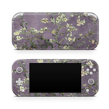 Imagem de Tacky Design Película de decalque de flores de amêndoa compatível com envoltório Nintendo Switch, capa pastel Kawaii para Nintendo Switch Lite, decalque de vinil premium 3M (roxo)