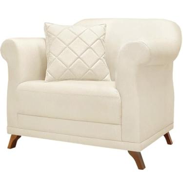 Imagem de Poltrona Decorativa Retro Polo Com Almofada Linho Natural Ezz