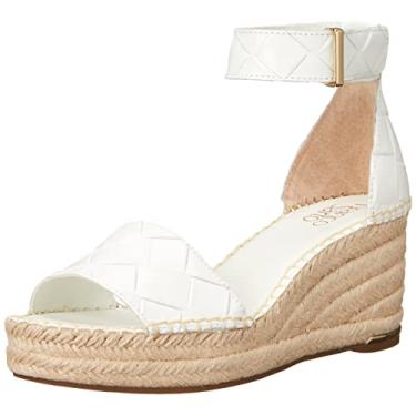 Imagem de Franco Sarto Sandália feminina Clemens Espadrille Wedge, Couro branco em relevo, 39