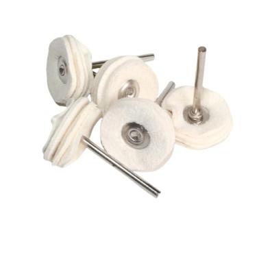 Imagem de 1 polegada 10Pcs Escova Rotativa Lixamento Polimento Polimento Moagem Roda Escova para Ferramentas Rotativas 25mm Rodada Feltro De Lã Acessórios, 5pc pele de carneiro, com haste de 3mm