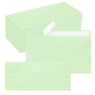 Imagem de Pacote com 200 envelopes empresariais nº 10, envelopes verdes claros padrão autoselados para envio comercial seguro e jurídico, escritório, cheques, cartas, faturas, 10 x 23 cm