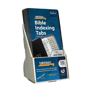 Imagem de Tabbies Pacote com 20 guias de indexação da Bíblia com bordas prateadas, antigo e novo testamento, 84 Tabs Inc. 64 livros e 20 Ref. Tabs (58344)