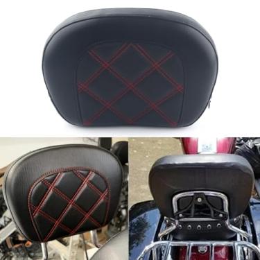 Imagem de FINMOKAL Almofada de encosto Passenger Sissy Bar adequada para Harley Touring Road King CVO Electra Street Road Glide Solftail Heritage Classic 1996-2021-Costura vermelha