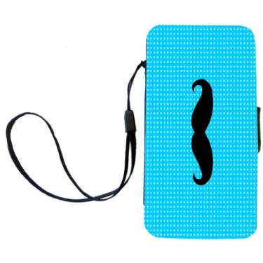 Imagem de Rikki Knight Capa carteira flip com bigode em pontos azuis com aba magnética para Apple iPhone 4 e 4s