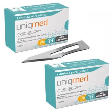 Imagem de Laminas Para Bisturi Aço Carbono N11 Kit 2Cx Uniqmed