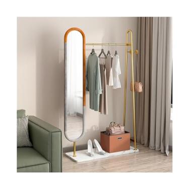 Imagem de Espelho de corpo inteiro, cabideiro e espelho de vestir integrado quarto e sala de estar de pé giratório de corpo inteiro espelho de comprimento total e espelho de toucador, móveis de quarto (cor: