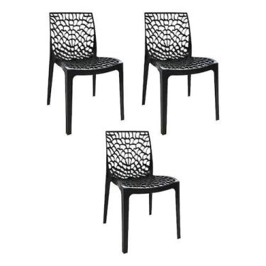 Imagem de Kit 3 cadeiras gruvyer preto - AJ