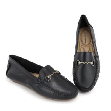 Imagem de Mocassim Feminino  De Couro - granado, Preto, 37