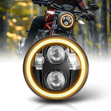 Imagem de CO LIGHT Faróis de LED para motocicleta de 14,6 cm, faróis de LED redondos de 5 3/4 com seta âmbar halo DRL, projetor de feixe selado com feixe alto/baixo IP68 à prova d'água para bicicleta, carro,