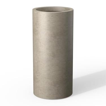 Imagem de Kante Vaso cilíndrico de 60 cm de altura, vasos grandes redondos com orifício de drenagem, feito com concreto, adequado para plantas internas e externas, decoração de casa, concreto envelhecido