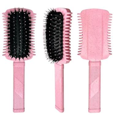 Imagem de Escova de cabelo cacheado para mulheres, cachos definidos, escova de estilo, desembaraçador, pente de cabelo emaranhado, massagem no couro cabeludo, ferramentas de estilo (1 peça rosa-9205)