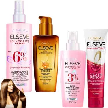 Imagem de Kit Elseve Acidificante Elixir Gloss Óleo Extraordinário Leave In Cica