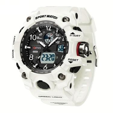Imagem de Relógio Esportivo Masculino Ofns S3169 Dupla Exibição Branco