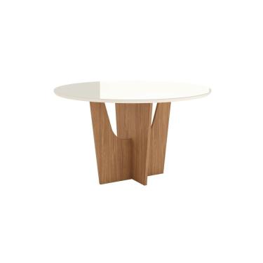 Imagem de Mesa Vértice para 6 Lugares Tampo de 140cm Redonda com Vidro Marrom/Off White