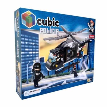 Imagem de Helicóptero de Combate Blocos De Montar Cubic Policia Com 219 Peças