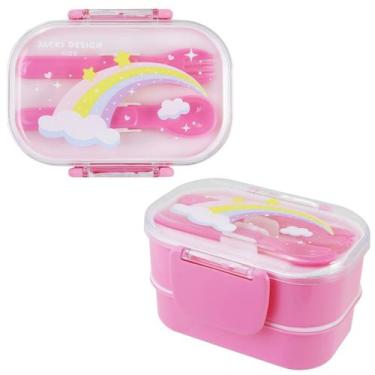 Imagem de Pote P/ Lanche Infantil Escolar 400ml Passeio Viagem C/ 2 Andares Lanc