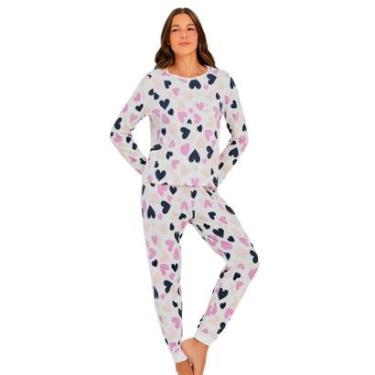 Imagem de Pijama Feminino Longo Hering Corações - Algodão-Unissex
