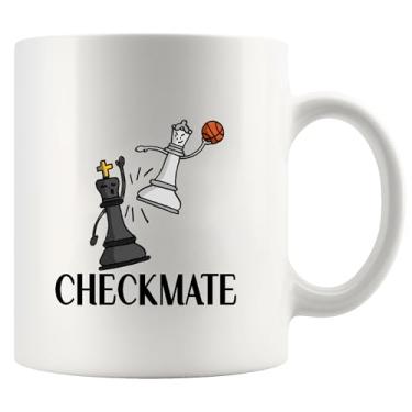 Imagem de Presentes de xadrez Checkmate Jogador de Xadrez Treinador Amante de Xadrez Pai Namorado Marido Irmão Basquete Caneca Cerâmica 325 ml Branca