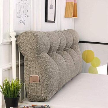 Imagem de RXBFD Almofada de linho triangular grande com curvatura simples, encosto de leitura, encosto, removível, macio, grande, para sofá, cama, escritório, protege a cintura, almofada lombar