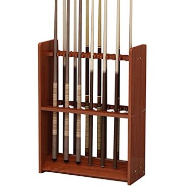 Imagem de Suporte de taco de piscina de capacidade extra grande para piso comporta 24 tacos, organizadores/suporte de taco de piscina vertical de madeira, rack de taco de bilhar contemporâneo resistente (cor: