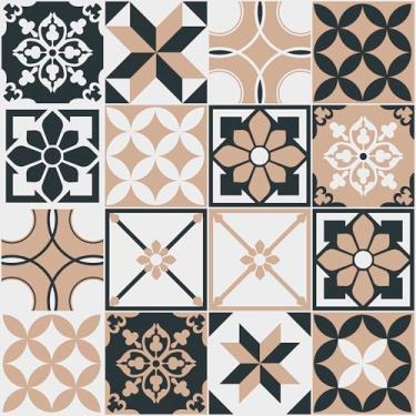 Imagem de Papel De Parede Adesivo Azulejo Português Preto Branco Nude 5m