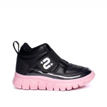 Imagem de Tênis Infantil Novopé Acolchoado Preto/Rosa, Preto, Rosa, 28