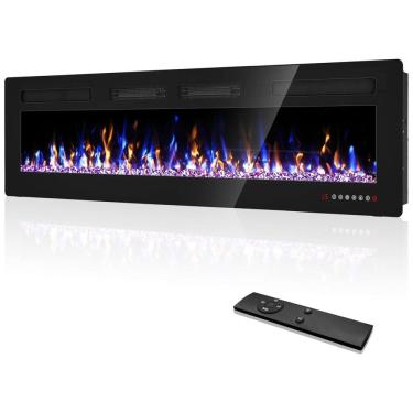 Imagem de Lareira Elétrica Ultra Fina de 182,9 cm Embutida e de Parede, Controle Remoto, Tela de Toque - Eueiriup