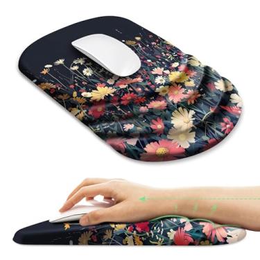 Imagem de Mouse pad de flores pretas com descanso de pulso - mouse pad ergonômico-mousepad-mouse pad com descanso de pulso