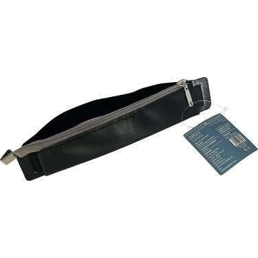 Imagem de Estojo Elástico Minimal Preto Office Basics — Faixa Elástica e Zíper Metálico