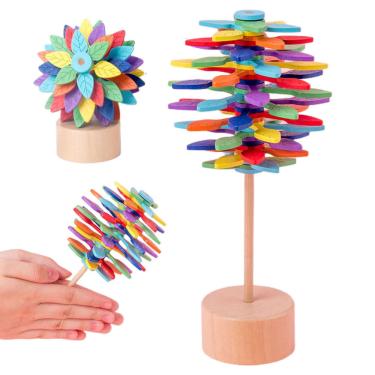 Imagem de Pirulito giratório de madeira Fidget Toy Tomwell para crianças e adultos