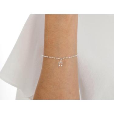 Imagem de Pulseira Feminina Com Pingente Ferradura Cavalo Prata 925